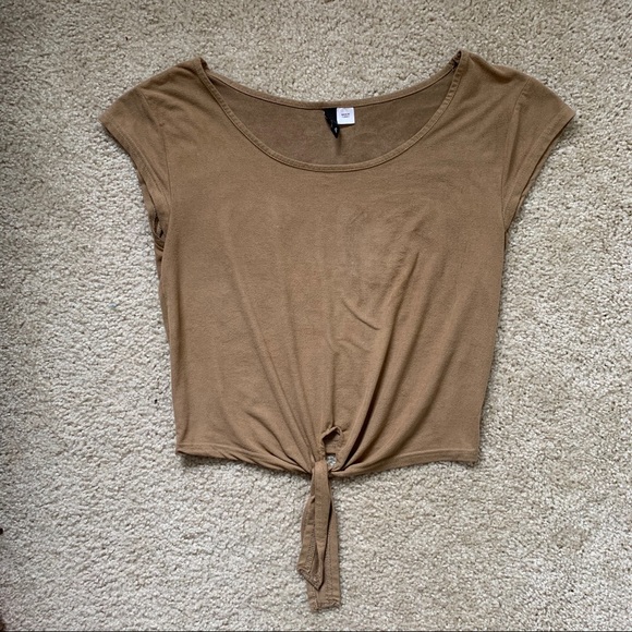 Suede Tie Front Cropped Top - Picture 3 of 4